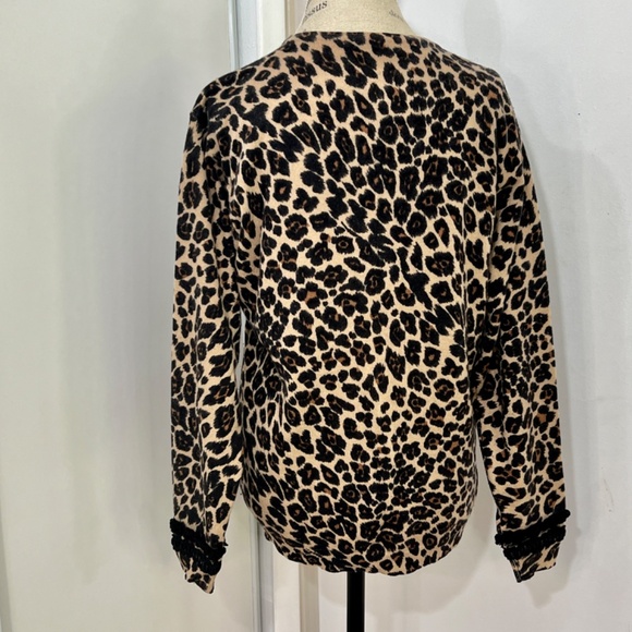 sabbia rosa Leopard Print Cardigan made in italy Lana/Angora w/velvet decoration - Picture 2 of 11
